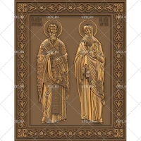 Резная икона "Kипpиан и Иустина" - Изготовление икон и церковной утвари. Мастерская "Возрождение24"